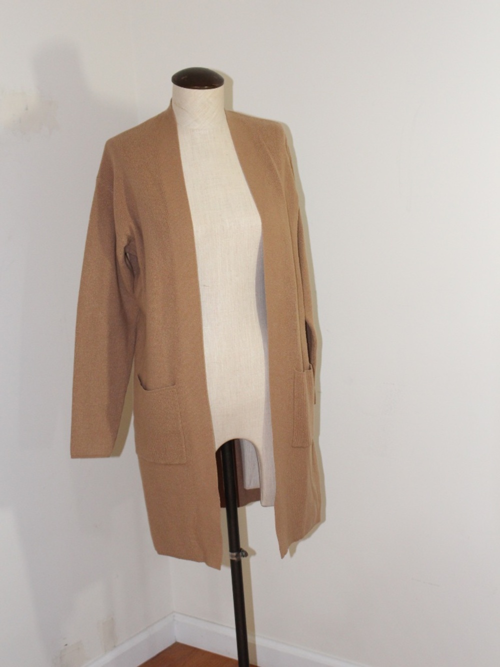 Express, Open-Front Camel Longline Women's Cardigan Sweater